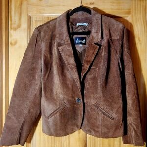 🔥Avanti Women's Brown Geniune Pig Suede Blazer Lining is 100% Rayon Size 16